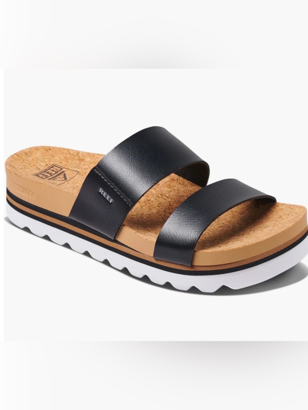 Reef banded horizon hi slide sandals size 7 black EUC $70